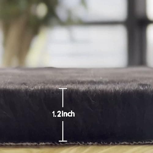 ORINOVA Black Rabbit Shaggy Fur Rug for Bedroom Washable Furry Circle Area Rugs for Living Room Kids Small Round Rug 3ft Nursery Rug thumbnail 2