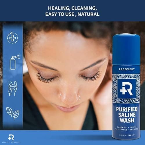 Recovery Aftercare - Purified Saline Wash - Piercing Aftercare Purified Saline Spray - Soothing & All Natural Piercing Cleaner (1.5 oz) thumbnail 6