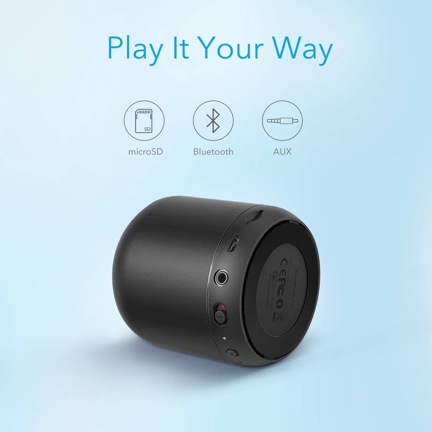 Anker Soundcore Mini, Super-Portable Bluetooth Speaker with 15-Hour Playtime, 66-Foot Bluetooth Range, Enhanced Bass, Noise-Cancelling Microphone - Black thumbnail 5