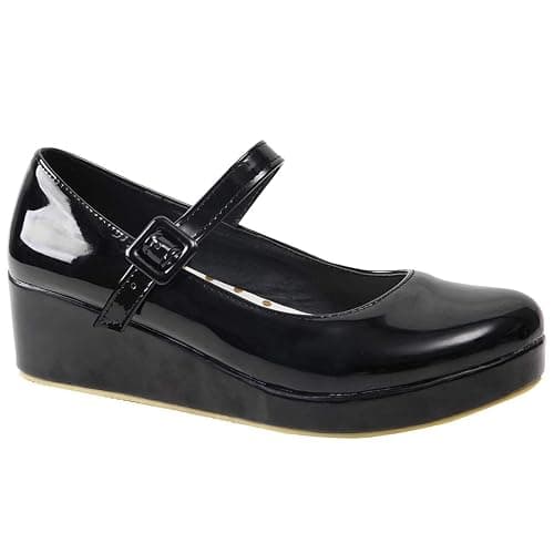 Parisuit Womens Mary Jane Wedge Platform Shoes Patent Leather Ankle Strap Pumps Sweet Shoes thumbnail 5
