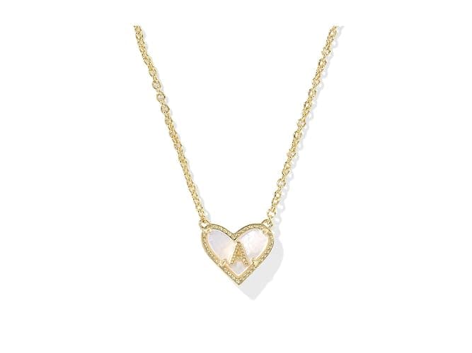 Kendra Scott Womens Heart Letter A Short Pendant Necklace Gold Ivory Mother Of Pearl One Size One Size - Image 1