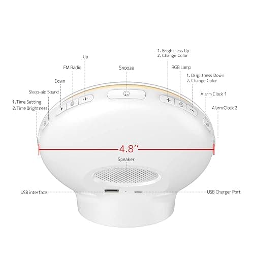 Sunrise Alarm Clock for Heavy Sleepers, Wake Up Light with Sunrise/Sunset Simulation, Dual Alarms & Natural Sounds, Snooze & Sleep Aid, FM Radio, 7 Colors Night Light for Bedroom, Ideal for Gift thumbnail 2