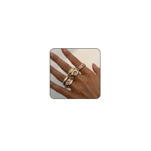 Chunky Gold Rings for Women Non Tarnish Silver Chunky Rings Set Adjustable Thick Statement Ring Gold Stackable Ring for Women Trendy Fashion Silver Jewelry - Image 1