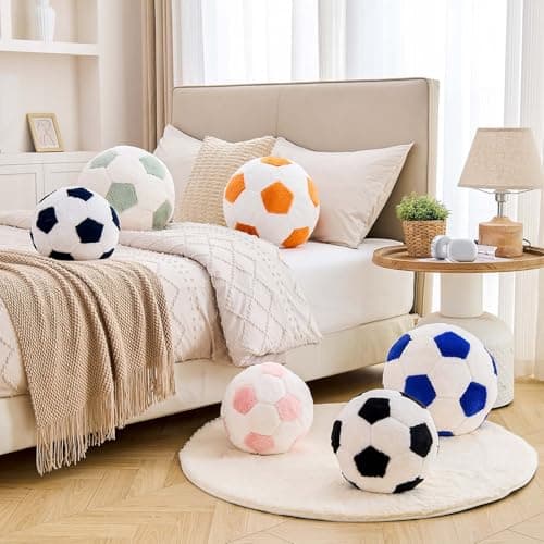 XVTRU World Cup Soccer Pillow Football Ball Throw Pillow Aesthetic Home Decor Soccer Plush Pillows Round Soccer Ball Decorative Pillow Soft Soccer Ball for Inside House Decor thumbnail 5