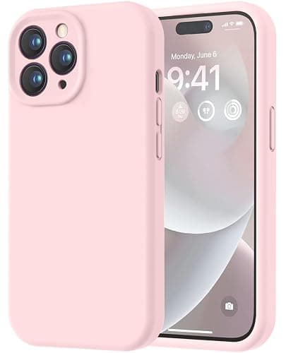 LOVE 3000 Designed for iPhone 14 Pro Case, Premium Silicone with [Soft Anti-Scratch Microfiber Lining] Shockproof Protective Phone Case for Men Women Girls 6.1", Chalk Pink - Image 1
