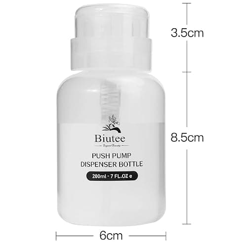 Biutee Acetone Pump Dispenser, Empty Clear Bottle for Nail Polish Remover | 200ml Push-Down Lockable Pump Bottle for Nail Polish Remover and Makeup Remover, Alcohol and Toner; Reusable BPA-Free, 1 PCS thumbnail 2