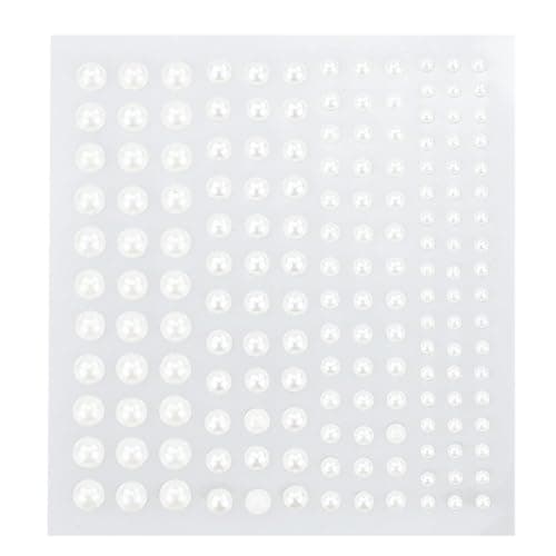 Lot de 660 perles autocollantes demi-rondes colorées et blanches à dos plat pour maquillage, maquillage, téléphone, loisirs créatifs, fabrication de cartes, scrapbooking (4 feuilles) thumbnail 7