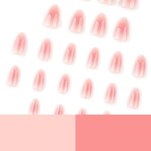Pink Aura Press on Nails Short Almond Fake Nails Cute False Nails Press ons with Design for Women Manicure,Glossy Finish | Reusable | Nail Kit with Jelly Adhesive Tabs | 24 Pcs thumbnail 3