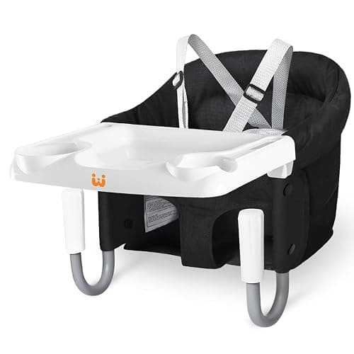 MTWML Hook On High Chair with Tray,Portable Baby High Chair That Attaches to Table,Clip On Fast Table Seat for Babies and Toddlers.Baby Feeding Seat for Dining Tables and Counter(Pure-Black) thumbnail 7