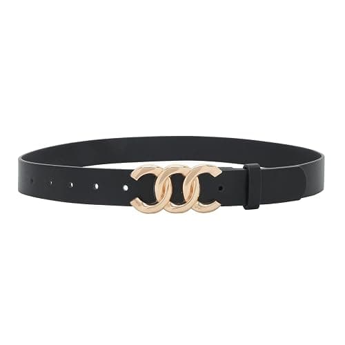 Pettata Women Belt for Jeans Dress Cinch Waist Belt for Ladies Faux Leather Belt with Gold Buckle thumbnail 4