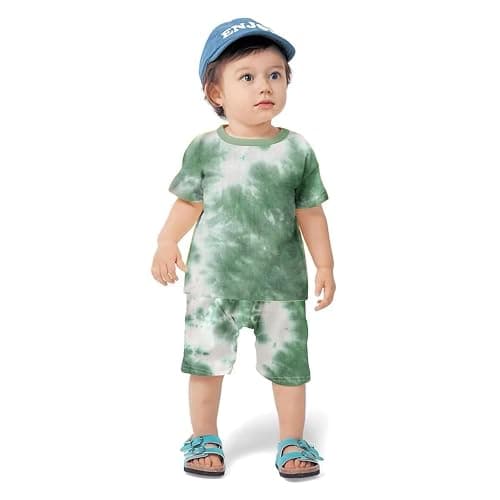 Toddler Baby Boy Summer Outfits Clothes Tie Dye Shirt and Short Set for Boys 4-Piece thumbnail 7