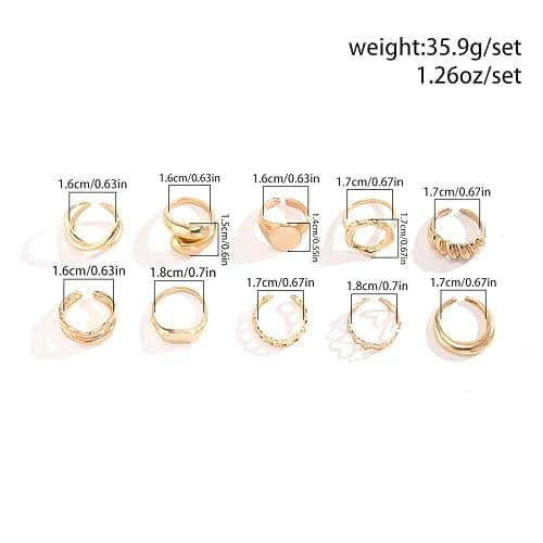 FUTIMELY 14K Gold Stackable Knuckle Rings Set for Women Teen Girls,Aesthetic Silver 10Pcs Trendy Dainty Open Midi Rings Set,Midi Finger Rings Pack Jewelry Gifts thumbnail 2