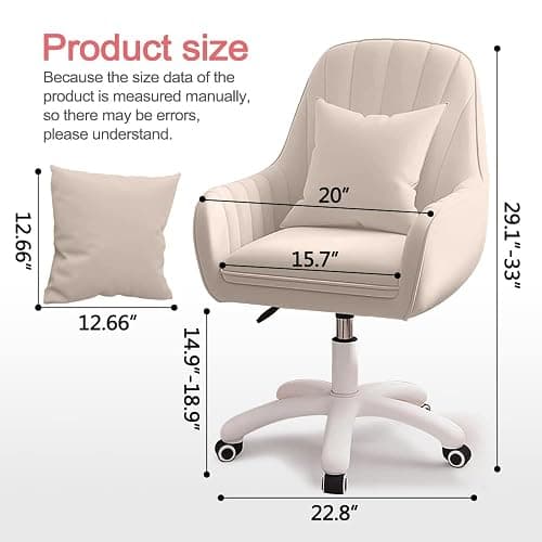 XUEGW Home Office Chair Computer Chair with Mid-Back Upholstered Modern Tufted Computer Task Chair Swivel Height Adjustable Velvet Accent Chair. thumbnail 2