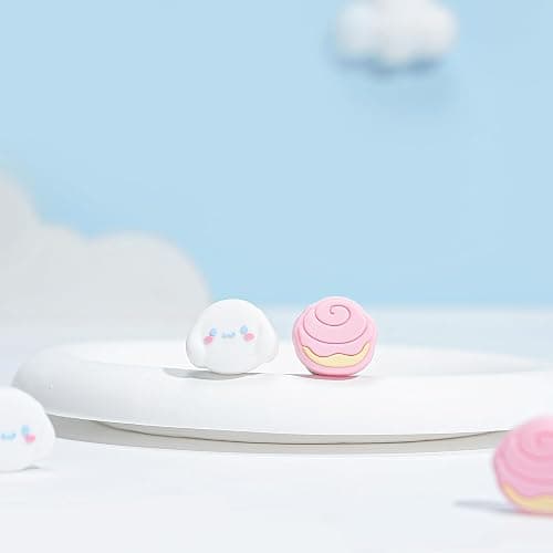 Kuitmor Thumb Grip Caps Compatible with Nintendo Switch 2, Silicone Joystick Grip Caps for Switch 2025, 4pcs, Cute Dog Style, Pink & White thumbnail 5