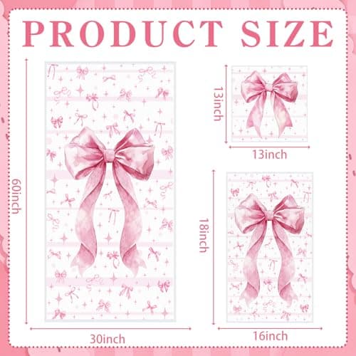 Moukeren Set of 3 Pink Bow Bath Towels Cute Coquette Large Bow Bath Towel Hand Towel and Washcloth Soft Decorative Towels for Girls Womens Bathroom Kitchen Pool Gym Spa Yoga thumbnail 3