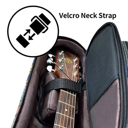 Glenmi 40 41 Inch Acoustic Guitar Case Gig Bag With 3D Pockets,Neck Protector Pillow Pad,Bohemian Style,12mm Sponge Padded thumbnail 3