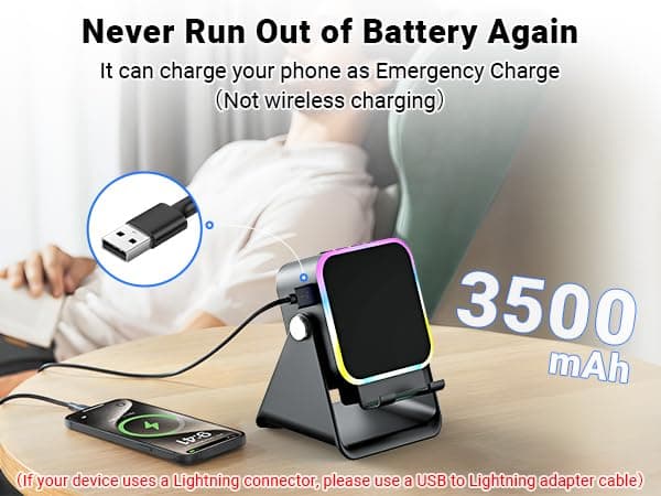 Induction Speaker with Phone Stand 5 in 1 Wireless Induction Bluetooth Audio for iPhone Android Phone Speakers Amplifier with Rechargeable Colorful Light, Birthday Gifts for Men Women Teens (Black) - Black thumbnail 7