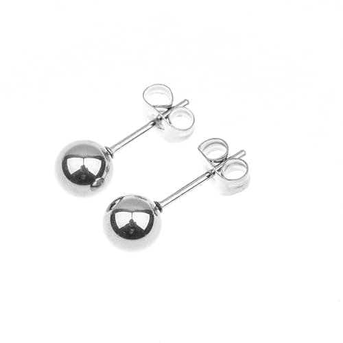 Memsion Stainless Steel Earrings Hypoallergenic Earrings, Ball Stud Silver Stud Earrings Set for Women Men Girls, Nickel Free Earrings thumbnail 3