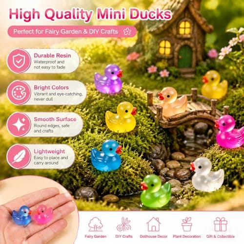 60Pcs Luminous Mini Resin Animals Ducks Bulk Tiny Resin Duck Glow in The Dark Mini Resin Figures Animals Small Plastic Miniature Ducks Figures for Miniature Landscape Decoration & DIY Craft Decor thumbnail 3