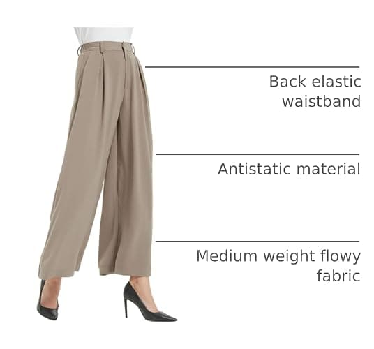 Tronjori Women High Waist Casual Wide Leg Long Palazzo Pants Trousers Regular Size thumbnail 4