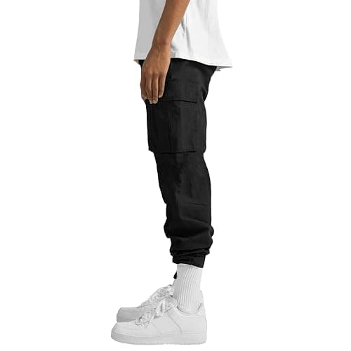 THWEI Mens Cargo Pants Casual Joggers Athletic Pants Cotton Loose Straight Sweatpants thumbnail 2