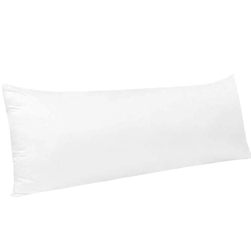 NTBAY Zippered Satin Body Pillow Pillowcase, Silky Slip Cooling Body Pillow Cover, Long Side Hidden Zipper, 20x54 Inches, Pure White - Image 1
