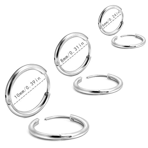 EACHLP Unisex 18K Real Gold Plating Surgical Steel Sleeper Tiny Hoop Earrings,Nose Ring Septum Ring Helix Ring Daith Ring Lip Ring Nipple Ring Snug Ring Rook Ring Body Piercing Jewelry thumbnail 2