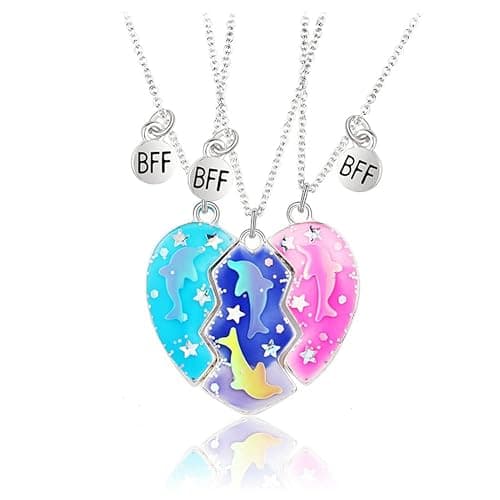 DOYYCA Friendship Necklace Best Friend Necklace for 3 Girls Magnetic Matching Heart Pendant BFF Necklaces for Sister - Image 1