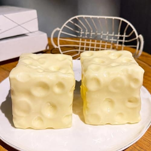 Cheese Squishys Stress Relief Original Sensory Food Squishys Stress Relief Fidget Toy Stress-Balls for Adults Stocking Stuffer Novelty Gifts for Birthday (Pink+Yellow) thumbnail 2
