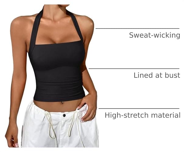 REORIA Halter Tops for Women Summer Sleeveless Going Out Outfits Y2K Trendy Cute Crop Tank Top Clothes thumbnail 4