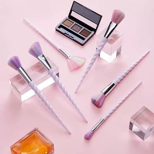 ‌10Pcs Colorful Makeup Brushes Set with Pastel Rainbow Gradient Bag Spiral Handle Concealers Eyeshadows Makeup Brushes Kit for Cosmetics Enthusiasts thumbnail 4