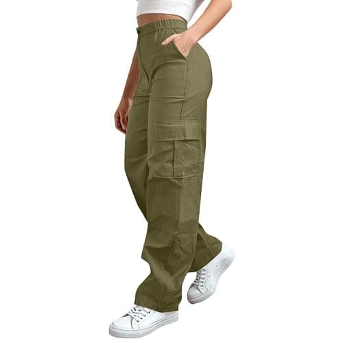 MaMiDay Baggy Cargo Pants for Women High Waisted Open Leg Pants Hiking Streetwear Fashion Outfits with Multiple Pockets - Image 1