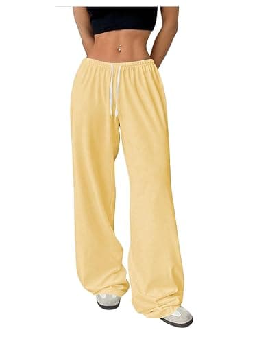 RoseSeek Women's Drawstring Waist Straight Streetwear Long Wide Leg Pants Casual Loose Baggy Workout Long Fall Sweatpants - Image 1