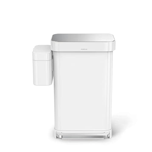 simplehuman Compost Caddy Stainless Steel, Detachable and Countertop Bin, 4 Liter / 1.06 Gallon, White thumbnail 7