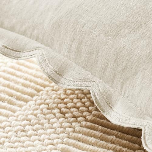 Ohocut Scalloped Pillow Cover Pack of 2 Spring Chenille Decorative Throw Pillow Covers Cute Boho Couch Pillow Covers Aesthetic Funky Preppy Pillow Cases for Sofa Living Room (Cream White, 18x18 Inch) thumbnail 4