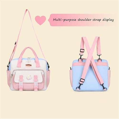JELLYEA Kawaii Backpack Cute Tote Bag Girl School Crossbody Shoulder Bag with Kawaii Accessories Multi Purpose (Grey) thumbnail 6