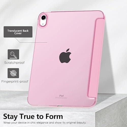 MoKo for iPad (A16) 11th Generation Case 11 Inch 2025, iPad 10th Generation Case 10.9 Inch 2022, Slim Stand Hard PC Translucent Back Shell Smart Cover, Support Touch ID, Auto Wake/Sleep, Flowers Pink thumbnail 6