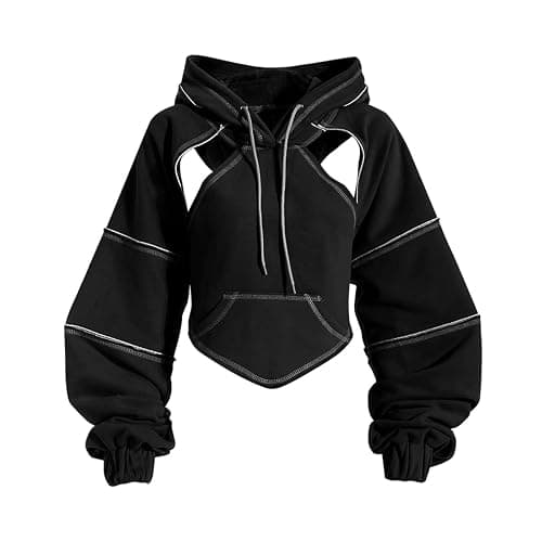 Pooyikoi Crop Hip Hop Hoodies Women Pullover Spring Autumn Cutout Backless Bandage Short Hooded Sweatshirt Tracksuit thumbnail 3