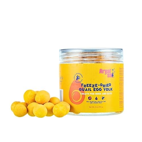 Arya Sit! - Freeze-Dried Single Ingredient Treat (Quail Egg Yolk) for Dogs and Cats - High Protein · Rich in Lecithin for Healthy Coat · No Artificial Ingredients · 4 oz/8 oz - Image 1
