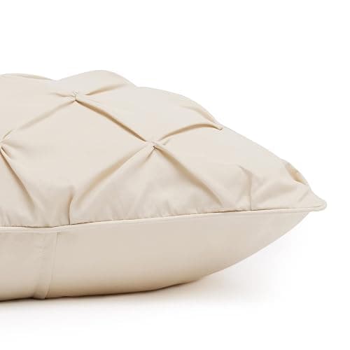 Amazon Basics Soft, Breathable Queen Size Comforter Sets, All-Season Down-Alternative 3-Piece Bedding Set, Pinch Pleat Design, Full/Queen Size, Beige thumbnail 3