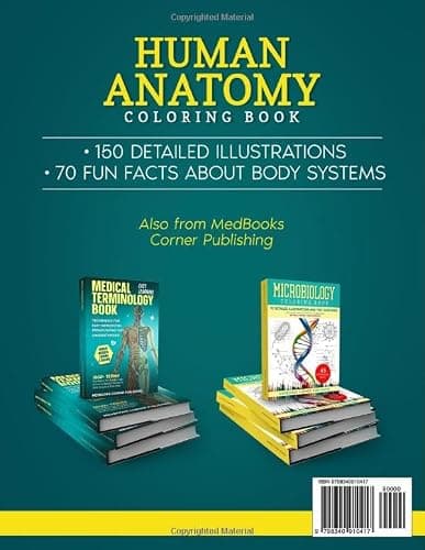 Human Anatomy Coloring Book: 150 Detailed Illustrations & 70 Fascinating Facts in an Anatomy and Physiology Workbook for Adults, Medical Students, & Nurses Focused on Advanced Body Systems Learning thumbnail 2