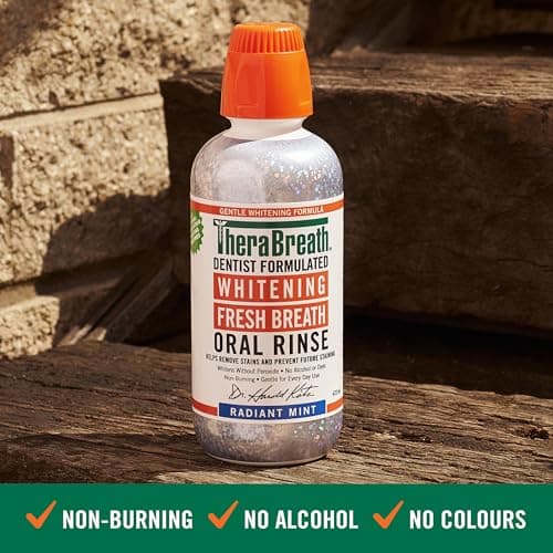 TheraBreath Whitening Oral Rinse Mouthwash, Radiant Mint 473ml - Whitens Teeth, Helps Remove Stains, Alcohol-Free, Non Burning, No Peroxide, No Dyes - Ideal for Daily Oral Care thumbnail 5