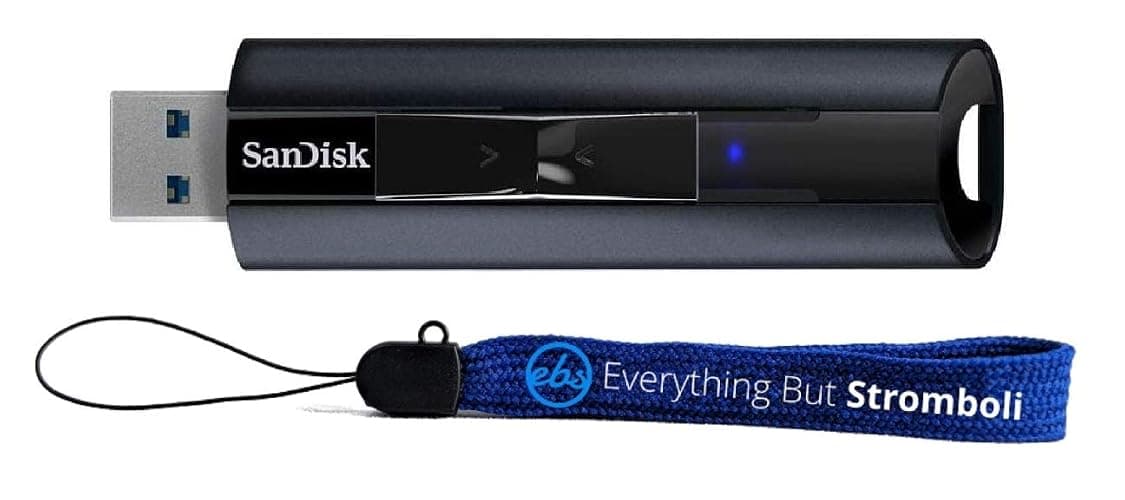 SanDisk 128GB Extreme PRO USB 3.2 Solid State Flash Drive for High Speed Transfer 420MB/s Read Speed - Works with Computers, Laptops (SDCZ880-128G-G46) Bundle with (1) Everything But Stromboli Lanyard - Image 1