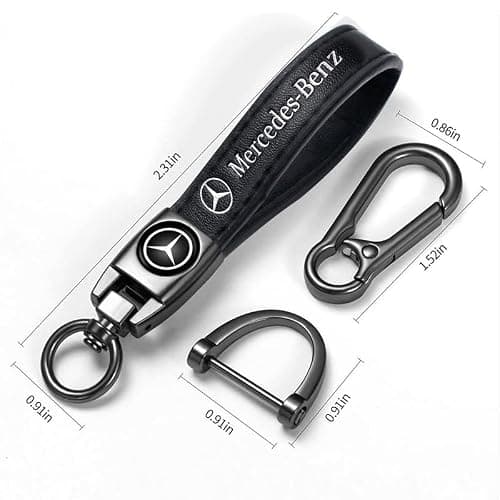 Car Keychain with Mercedes Benz CESM CLK GLK GL AB GLS GLE AMG Series 4PCS Tire Valve Caps, Key Ring and Valve Stem Caps for Auto, Black thumbnail 2