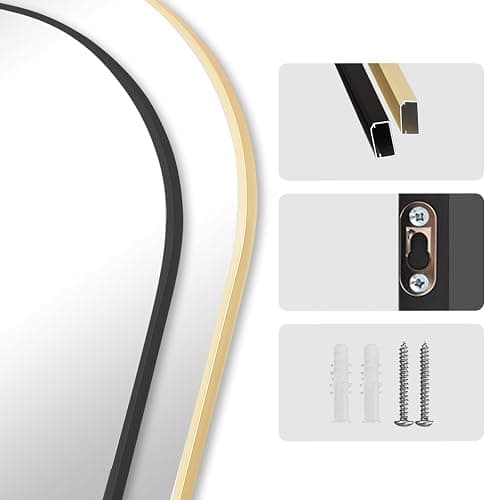 LunaMirror Gewölbter Spiegel Ganzkörperspiegel 147 x 44 cm Stehspiegel Bodenspiegel Groß Standspiegel für Schlafzimmer Wohnzimmer Flur Eingang Wandspiegel Schwarzer thumbnail 7