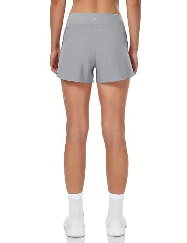 HeyNuts My Pace Running Shorts for Women, Mid Waisted Reflective Athletic Shorts Lined Workout Shorts 3" thumbnail 4