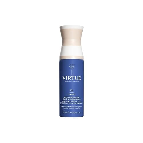 VIRTUE Correct Strength & Shield Leave-In Conditioner Spray, 5 Fl Oz | Detangler, 450F heat protection, UV defense, all hair types, repairs with Alpha Keratin 60KU, coconut fragrance - Image 1