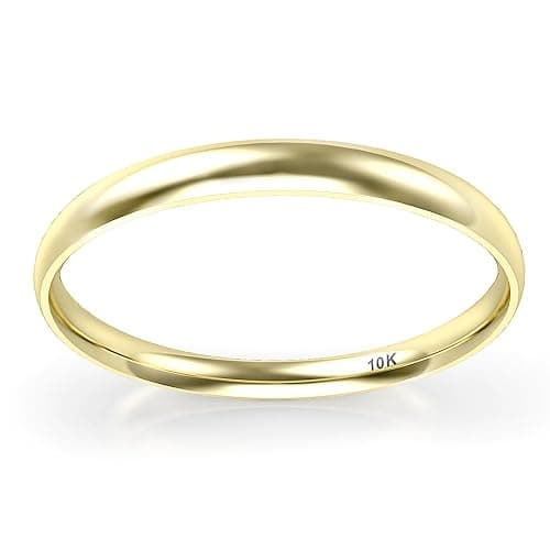 10K White/Yellow/Rose Gold 2MM Round Dome Wedding Band Ring thumbnail 6