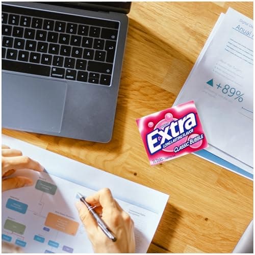 EXTRA Gum Classic Bubble Gum Sugar Free Chewing Gum Bulk Pack, 15 Stick (Pack of 10) thumbnail 7