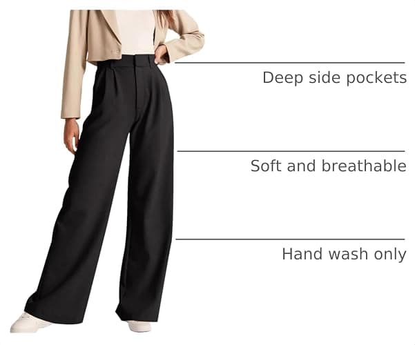 NIMIN Women Work Pants Business Casual Outfits Dress Trousers with Pockets | Wide Leg Pants, Front Pleated, Office Formal Daily Wear Slacks, Professional Interview Outfits thumbnail 4